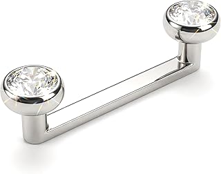 14G Titanium Surface Piercing Jewelry Double Crystal Internally Threaded Surface Tragus Staple Bar Piercing Jewelry 12mm Flat Bar Unisex Body Jewelry
