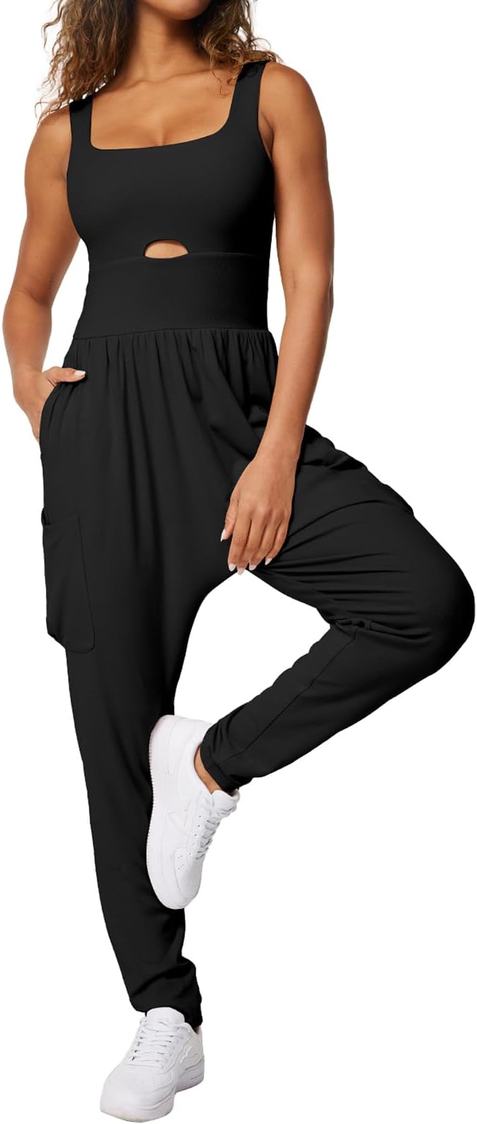 Jumpsuits for Women Casual Summer Rompers Sleeveless Loose Strap Baggy Overalls Yoga Harem Jumpers with Pockets