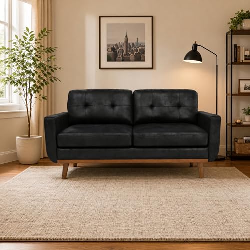 The Ai Furniture 65-inch Modern Minimalist Two-Seater Sofa, Featuring Breathable Foil Fabric and Solid Wood Legs