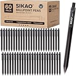 Black Pens Bulk, 60 Pack Retractable Ballpoint Pens, Black Ink 1.0mm Medium Point, Smooth Writing No-Smear, Click Pens for Teachers, Students, Restaurant Servers School & Office Supplies