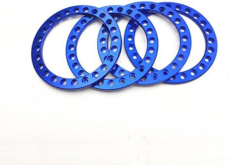 RCLIONS 4pcs Aluminum Replacement Wheel Rim Beadlock Ring for 1:10 RC Crawler Car 1.9" RC Wheels/Rims (Blue)