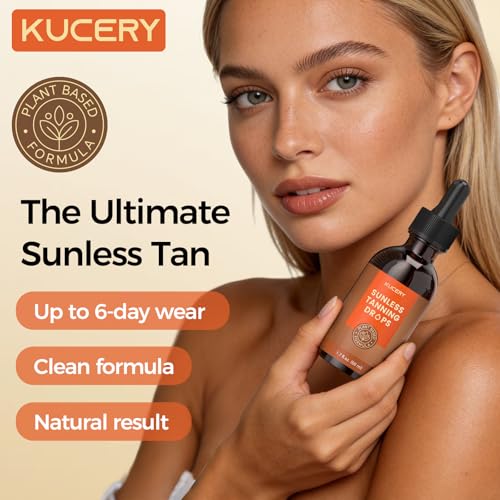 KUCERY Sunless Tanning Drops for Face & Body - Plant Based Self Tanner Drops with Botanical Ingredients, Streak-Free Bronzing Serum, Customizable Glow, 1.7 fl oz (50ml) - Thumbnail 2