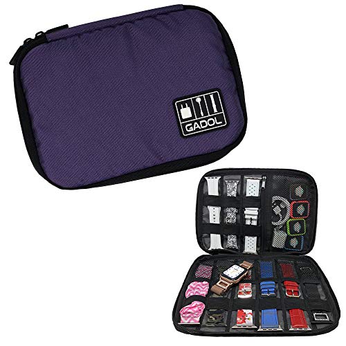 Gadol Organizer Bag for Smartwatch Accessories, Storage Bag for Watch Bands, Chargers, Cables, Headphones & Watch Cases (Purple)