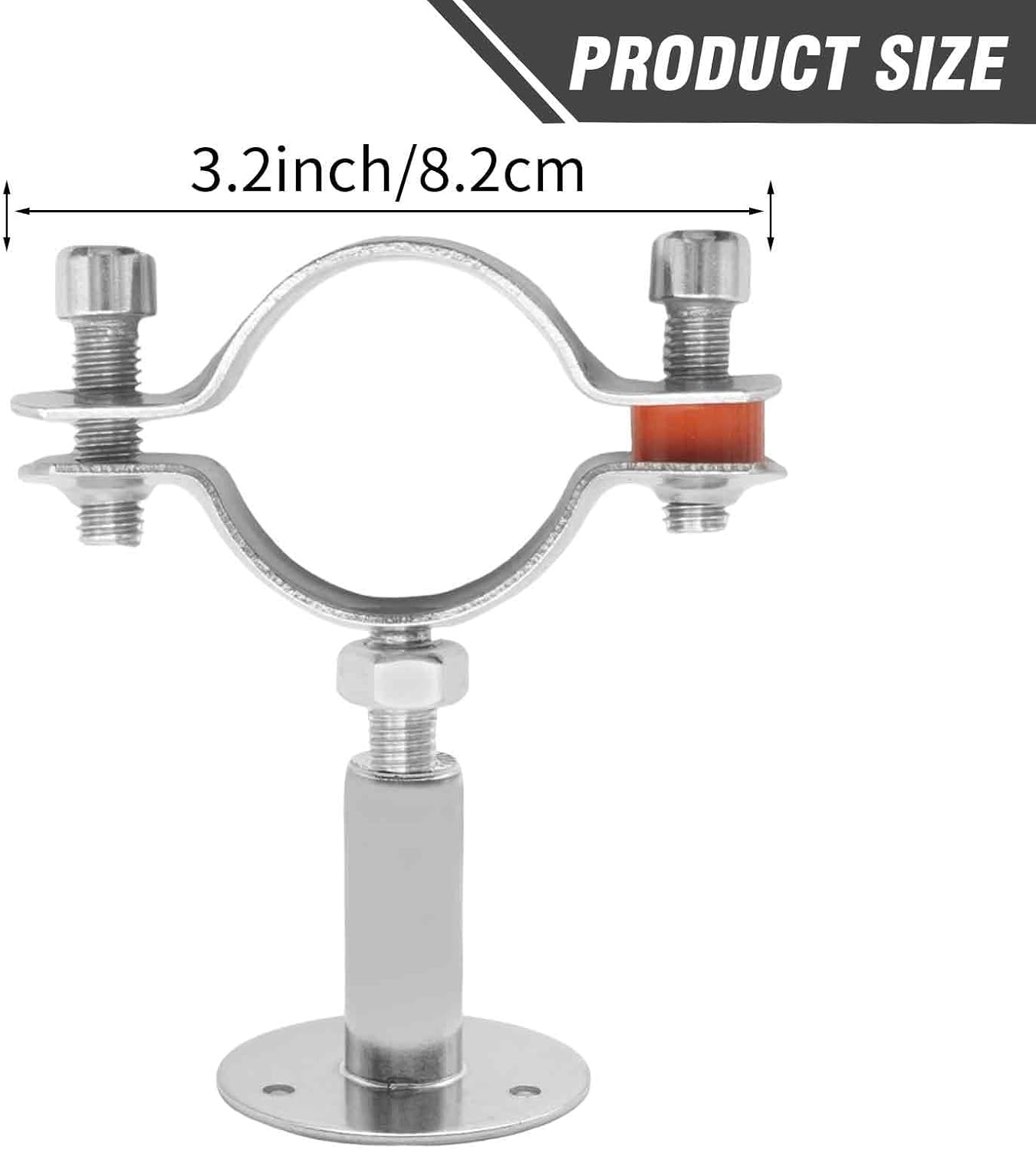 EATAKWARD 2Pcs 1.57 Inch Stainless Steel Pipe Support, Range 38-40mm Wall Ceiling Mount Pipe Strap Clamp Adjustable Pipe Bracket Holder, Replace for Tube Fitting