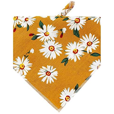 HDGDT Dog Bandanas, Washable Cotton Dog Scarfs, Triangle Bibs Scarf for Dogs Cats Pets (Cute Flower 2) Cover