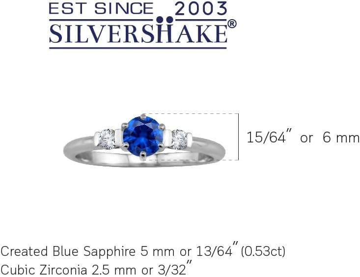 Silvershake 5MM Petite Round Shape Birthstone Gemstones White Gold Plated or Yellow Gold Plated 925 Sterling Silver Promise Ring Jewelry for Women or Teen