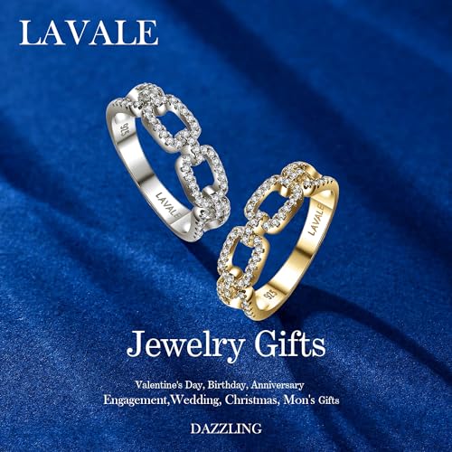 LAVALE Moissanite Wedding Band for Women,Twist Link D Color VVS1 Lab Created Diamond Rings,Half Eternity Stackable Band Ring,S925 Sterling Silver Chain Link Ring - Image 6