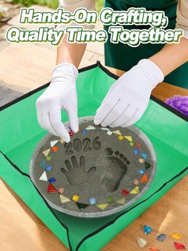 All-in-One 10in Stepping Stone Kit - Includes 5.5Lb Cement Mix, Mold, Letter & Number Stamps, Mosaics, Carving Tools, Gloves, Mat, Make Your Own Stepping Stones Outdoor for Garden Walkway Mother's Day — view 2