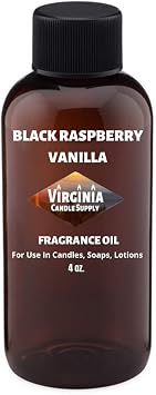 Virginia Candle Supply Black Raspberry Vanilla Fragrance Oil 4 oz Bottle for Candle Making, Soap Making, Room Sprays, Lotions, Car Fresheners, Slime, Bath Bombs, Warmers