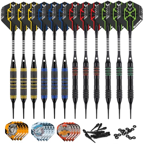 BLESION Dartpfeile mit Kunststoffspitze 12 Stück 18 Gramm Profi...