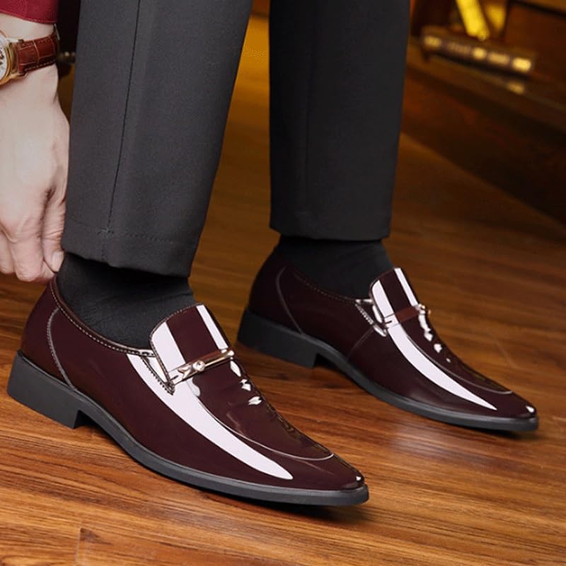 Men's Patent Leather Formal Business Oxford Dress Shoes Comfortable Wide Round Toe Lug Sole Formal Business Work Shoes Non-Slip Soft Bottom Casual Shoes4