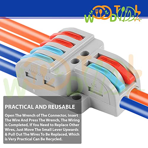 Image of Wire Connectors - Lever Nuts Wire Connectors - Pushin Compact Splice Electrical Connectors - 2 to 4 Inline Quick Connector (4pcs, 2 to 4 Inline, Multi)