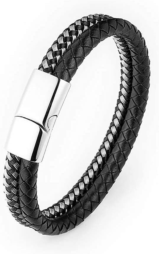 6534円 高級素材使用ブランド ブレスレットバングルノベルティメンズ ジュエリーステンレススチールクラスプハンドメイドレザーブレスレットニッケルフリージュエリー