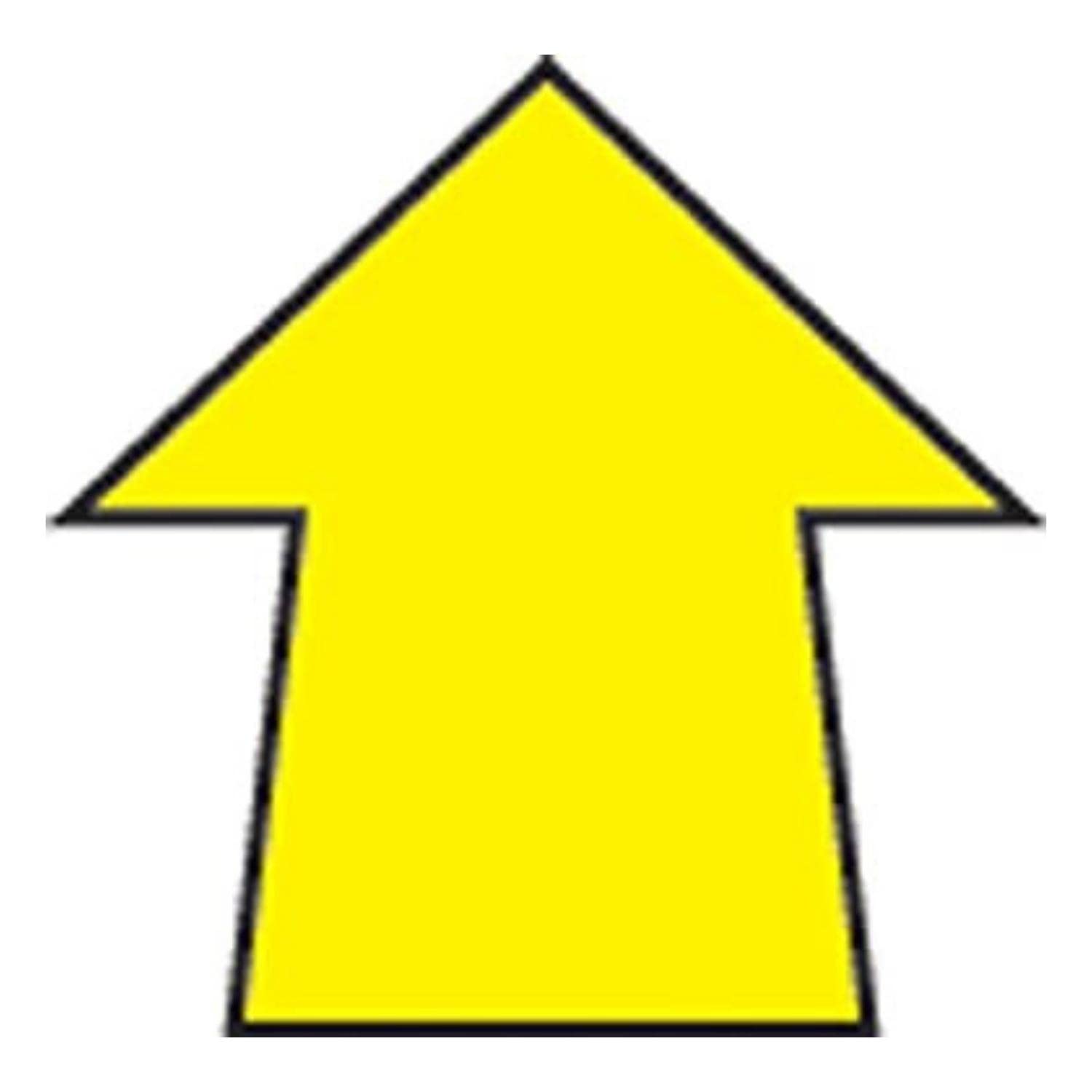 Floor Signals - Floor Adhesive Sign, Warning Stickers, Safety Sign - Arrow - H.90 x W.90 - Pack of 100 - Yellow