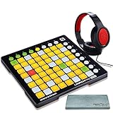 Novation Launchpad Mini Ableton Live Controller MK2 Bundle W/Stereo Headphones + Fibertique Cleaning Cloth