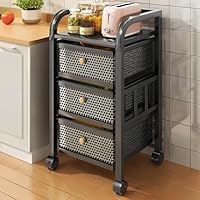 Amazon.co.jp: PFLife キッチンワゴン 引き出し キャスター付き 天板