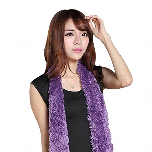 Eleery Écharpe Multifonction Magique Femmes Châle Cache-col Épais Lady Peluche Fausse Fourrure Plain Chaud Automne (Violet(lavande))