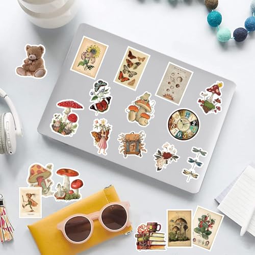 Image of Titu Ki Baatein Vintage Aesthetic Stickers, 50 PCS Waterproof Vinyl Sticker Pack, Cottagecore Retro Design for Scrapbook Journaling Planners Laptops Water Bottles