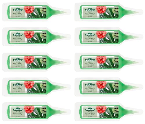 Dehner Zierpflanzen Vitalkur, Spezialdünger, hochwertiger Flüssigdünger, NPK-Dünger für Zierpflanzen, mit Spurennährstoffen, 10 Stück, je 30 ml