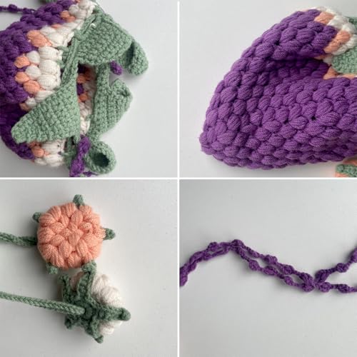 Image of Handmade Knitted Shoulder Bag Crochet Strawberry Purse for Women | Crossbody Bucket Bag, Drawstring Secure Closure, Soft Lightweight Fabric, Daily Party Holidays