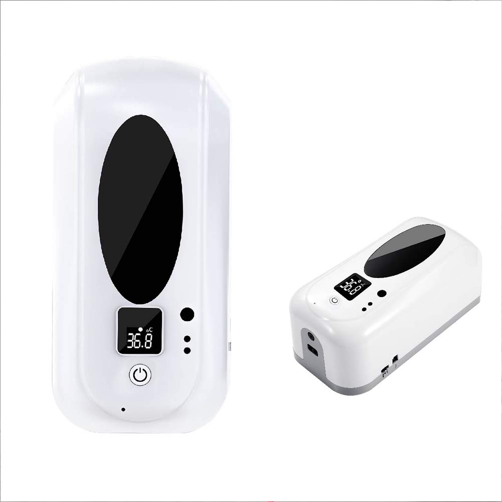 Distributore di Sapone Automatico, termometro da Parete 2 in 1 con Dispenser di Sapone in Schiuma Senza Contatto da 1200 ml, termometro clinico con Allarme e Display LCD