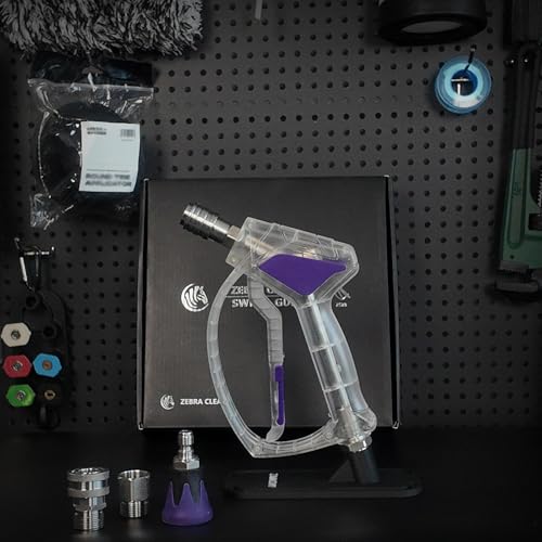 Image of Short Pressure Washer Gun, Swivel Power Washer Gun 4060 PSI, Stubby Pressure Washer Gun with 3 /8 inch Smooth & 1 /4 inch Quick Connector Coupler Compatible with Hose Foam Cannon Car Wash Foam Gun