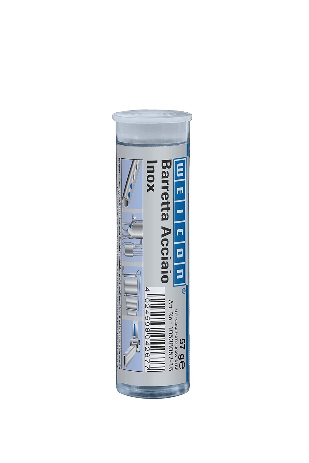 WEICON Barretta Acciaio Inox, Adesivo Epossidico 2 Componenti per Acciaio Inossidabile, 57g