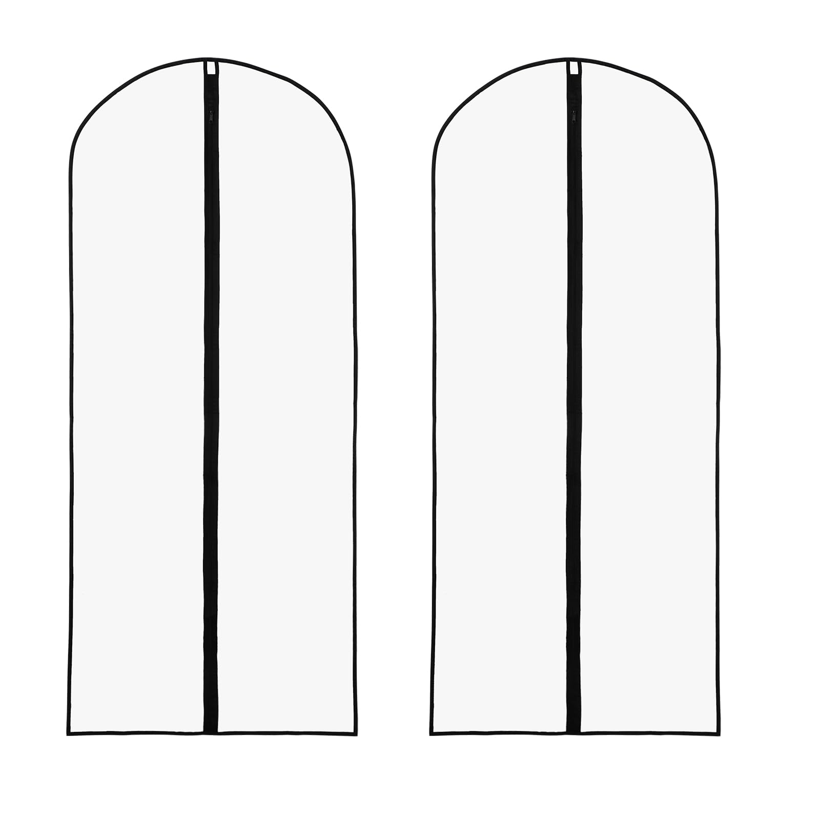 DIVINA VITAE 2 Pcs Clothes Covers Translucent Dress Cover Waterproof Dustproof Garment Covers Long Dress Bags Covers with Zipper for Long Dress Clothes Bags Costumes Suits Storag, white