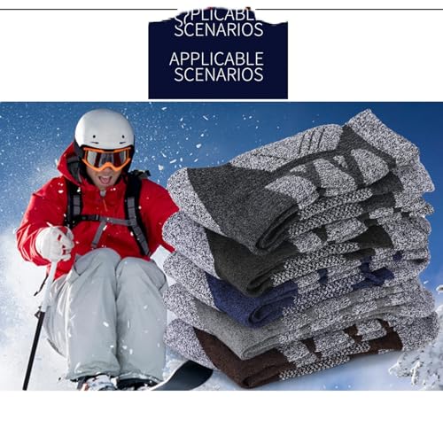 Merino Wool Hiking Socks Thermal Warm Winter Cozy Cushioned Moisture Wicking Crew Socks for Men 3-Pack (Wool, grey socks)4