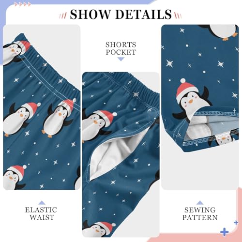 Boys' Pants Penguins Red Christmas Hat Long Bottoms Jogger Pants Elastic Waist Trousers with Pockets S-XL4