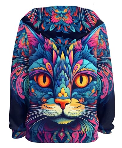 Boys Girls Novelty Cat 3D Print Graphic Hoodie Hooded Sweatshirts Animal Pullover Hoodies2