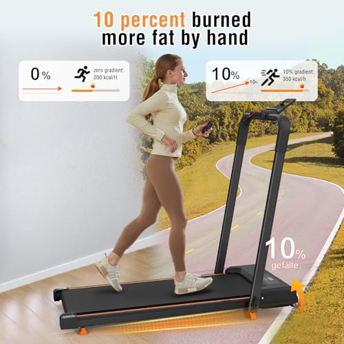 Tapis de Course Marche Pliable, 3 en 1 Pliable Motorise Tapis de Marche Electrique Silencieux Tapis de Marche Pliable 10 km/h, 500W Treadmill Compact Pente 10%, 12 km/h, Charge Max 120 kg – Image 5
