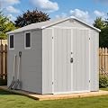 Devoko 6x8 FT Plastic Outdoor Storage Shed with Floor, Resin Garden Shed