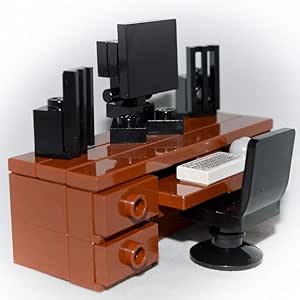 LEGO Furniture: Computer Desk (Brown) - Desk, Monitor, Speakers, Chair, Keyboard &amp; Mouse