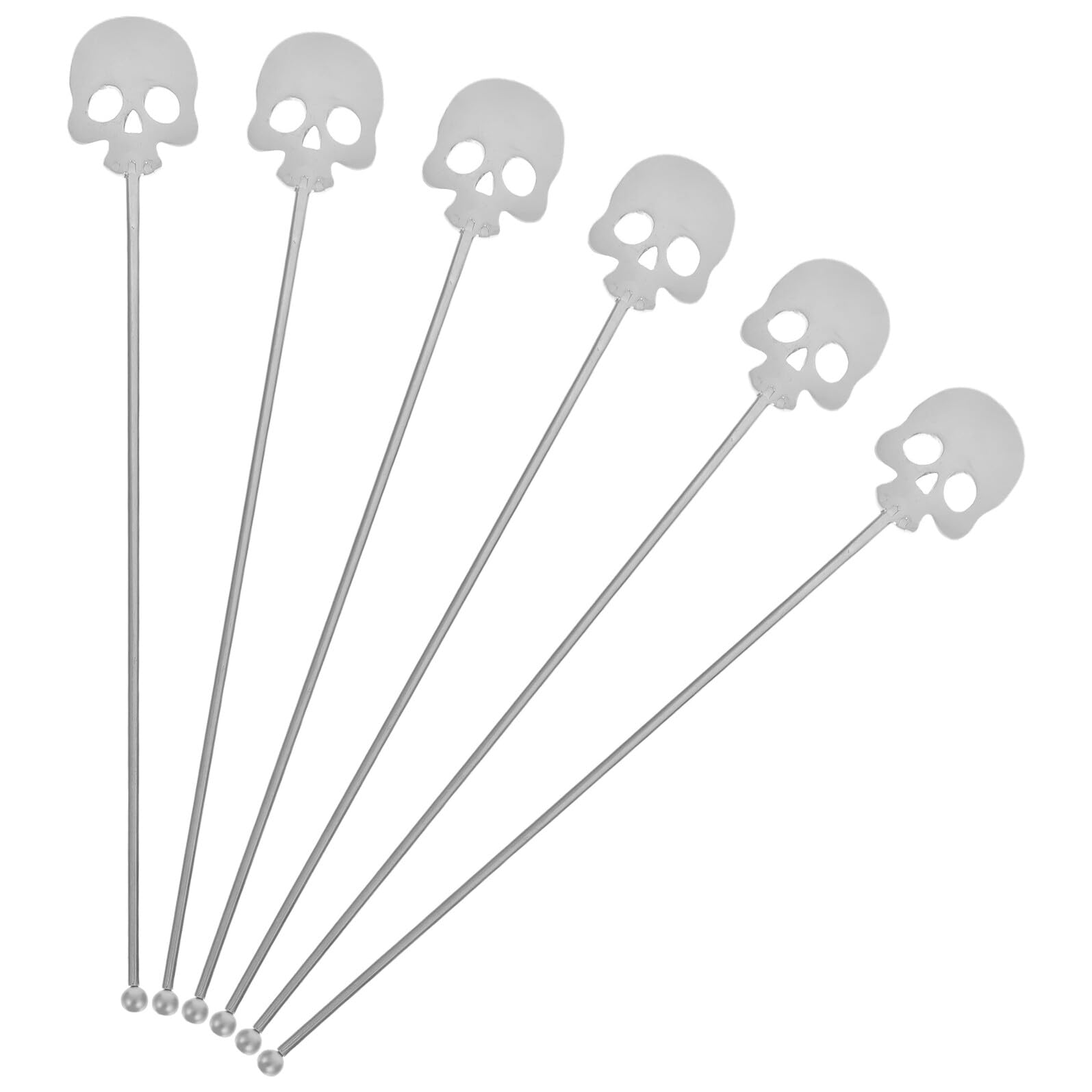 6 Palitos agitadores de acero inoxidable en diseño de calavera para café y cócteles 1