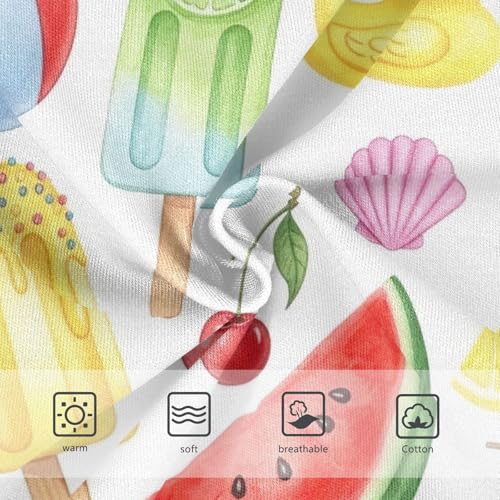 Colorful Ice Cream Popsicle White Toddler Underwear Girls, Cotton Underwear for Girls, 2T–8 Years3