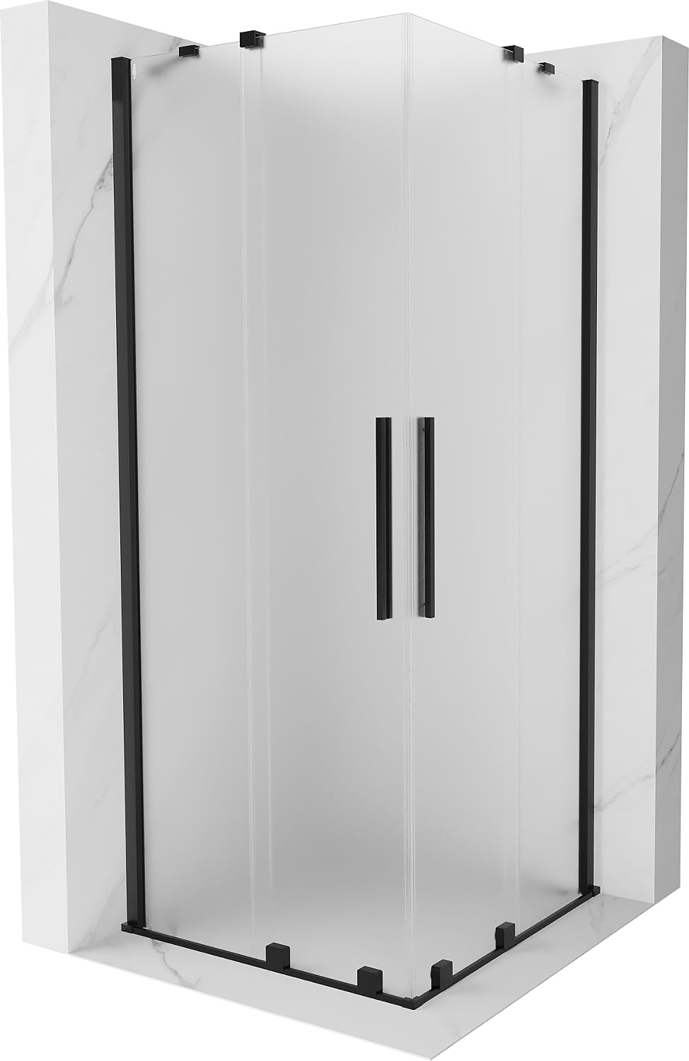 Mexen - Velar Duo Kabina Prysznicowa Rozsuwana 80 X 80 Cm, Szron, Czarna