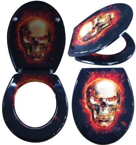 Preisvergleich Produktbild WC Sitz mit Absenkautomatik Toilettendeckel Totenkopf Toilettensitz Scull