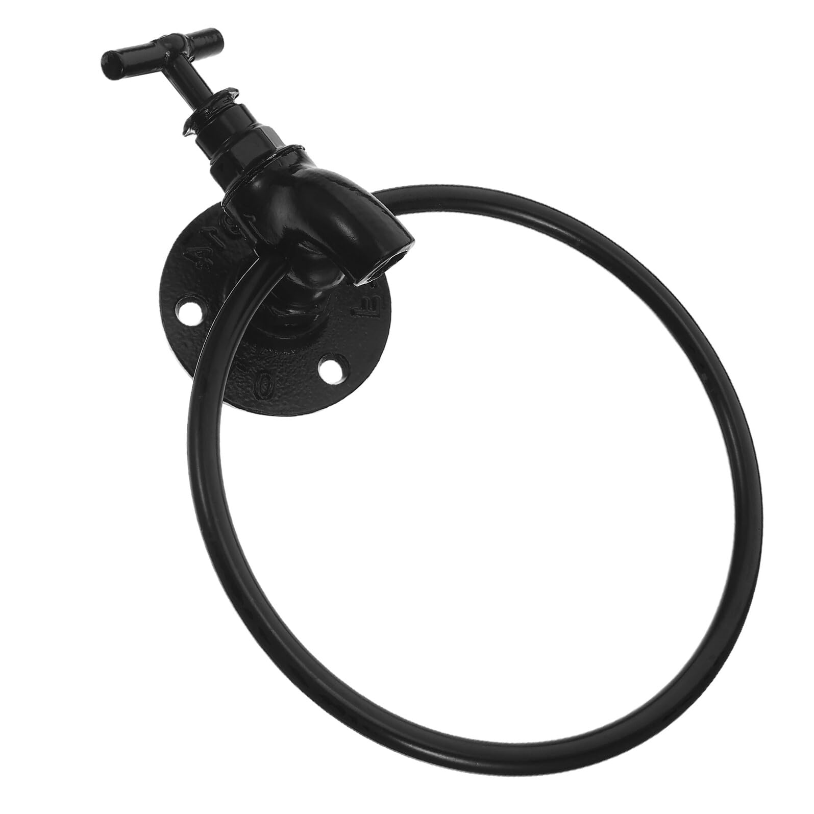 Toallero de hierro negro resistente, diseño único de grifo, soporte de pared rústico para baño y cocina, resistente a los arañazos, toallero de estilo industrial