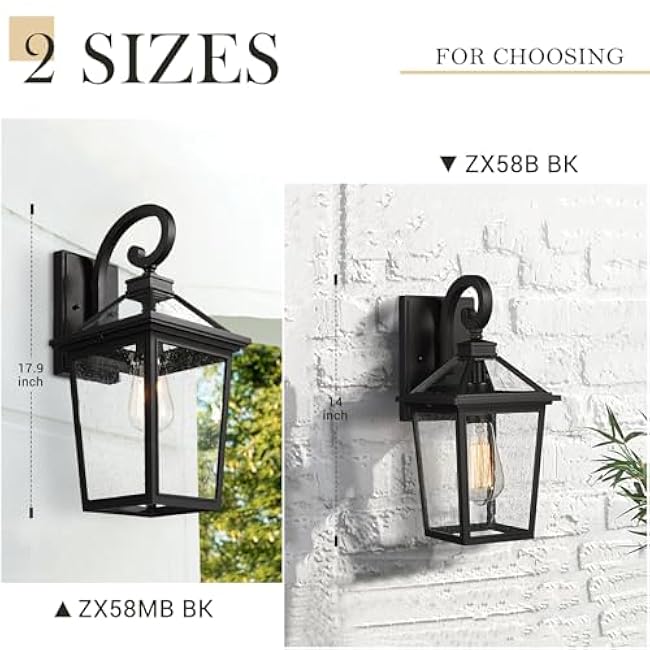 ZEYU 18 Inch Outside Light Fixture Exterior Wall Lighting Fixture Black Finish ZX58MB BK