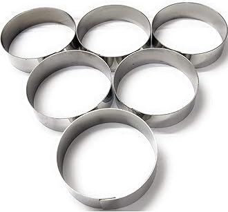 Stainless Steel Baking Ring for Burger/Buns 4.5 Inch Round-6 Piece (Pack of 6) (4.5 Ring)
