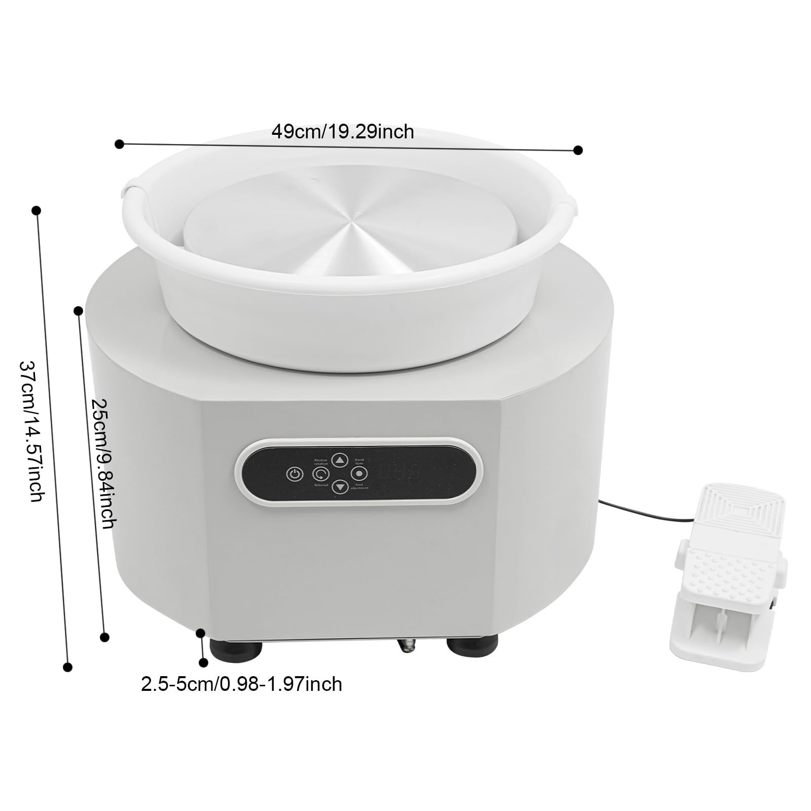 YUMIONB Pottery Wheel Machine, 110V 350W Electric Ceramic Forming Machine Adjustable Feet Height Pottery Forming Machine with Feet Pedal for Professional Pottery Studios, Home DIY, Pottery Classrooms