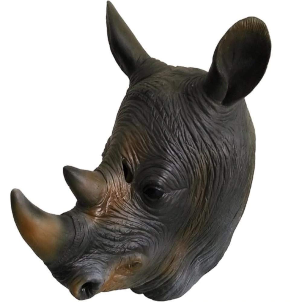 B-Creative Latex Full Head Overhead Animal Cosplay Masquerade Fancy Dress Up Carnival Mask (Rhino Mask)