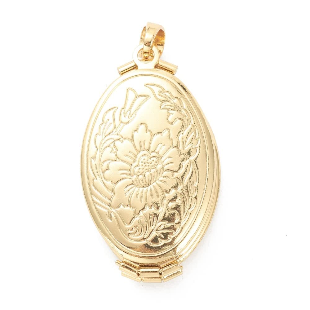 Plated Oval Photo Memory Locket Pendant Necklace With Chain