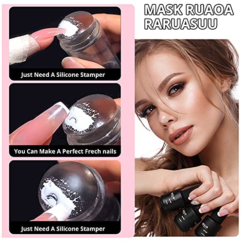 Noverlife 3Pcs Nail Art Stamper Kit, 3 Size Clear Silicone Nail Stampers With Scraper Cards, Manicure Jelly Stampers For Nail Polish Stamping Transfer Diy Nail Design Decor #TOP1