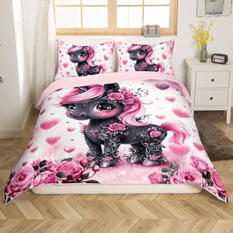 Manfei Unicorn Toddler Duvet Cover Set Cover