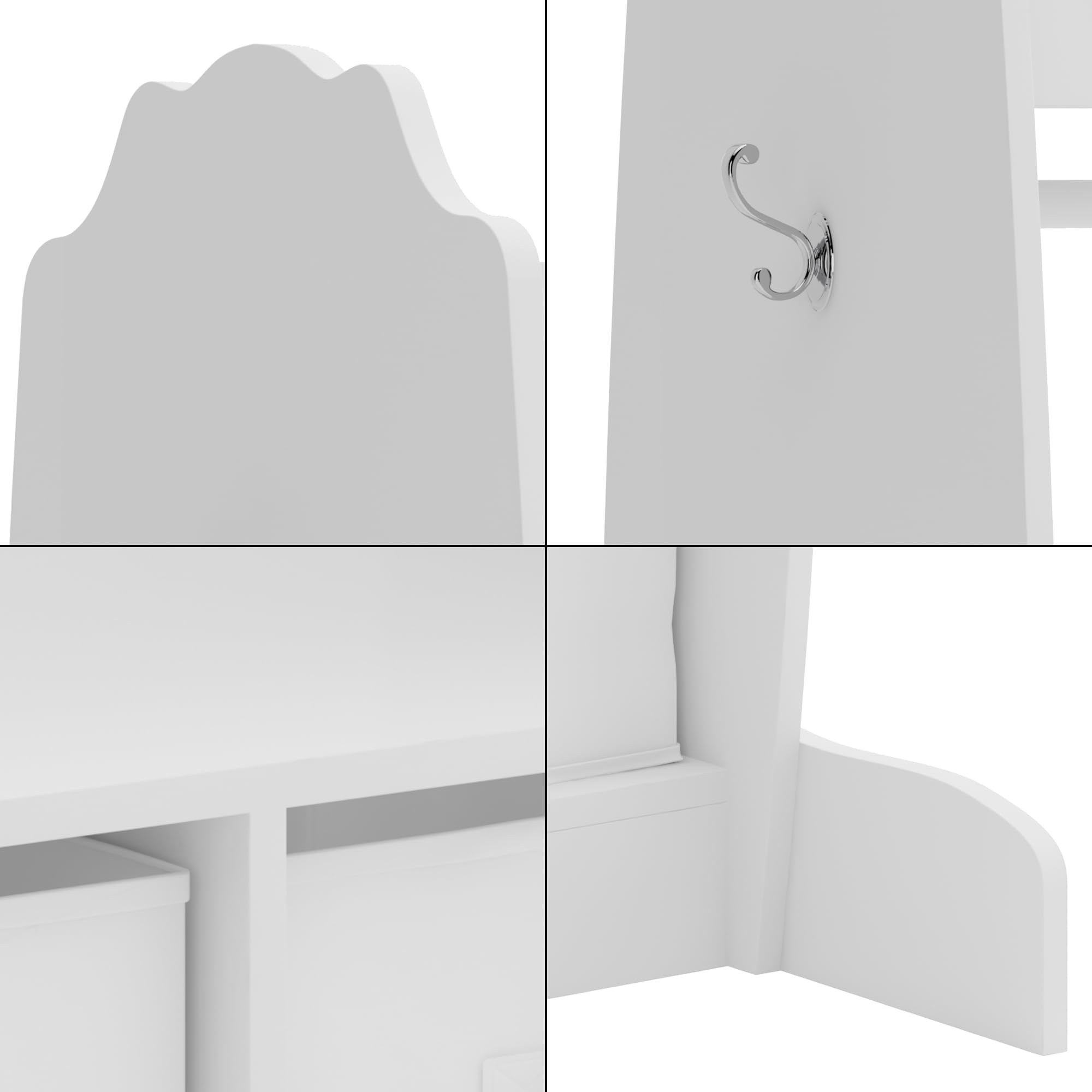 [en.casa] Perchero Burro Infantil Moskenes con 1 Barra Estante Superior 3 Cajas Plegables Extraíbles Armario para Ropa Clóset Dormitorio MDF Textil 107x95x61cm - Blanco