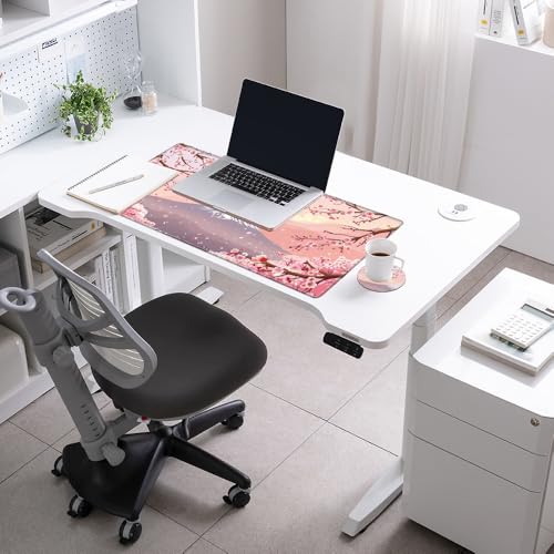 Image of Gaming Mouse Pad Large Mousepad Cherry Blossom Desk Mat XXL Big Desk Pad 31.5x15.75 Rubber Base Pink Sakura Computer Pad with Stitched Edges Mouse Mat for Work Home Office