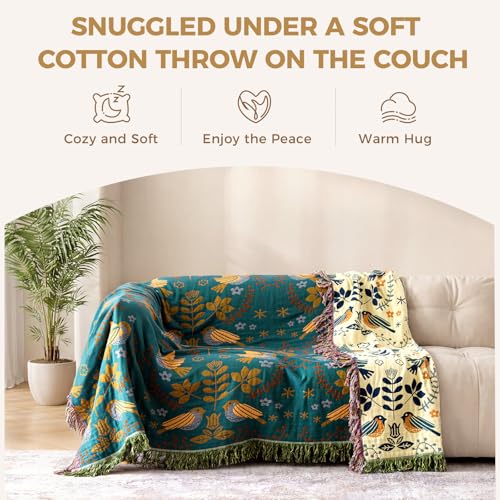 Image of LUTBM King Throw Blanket for Bed, 100% Cotton Boho Soft Fall Blankets