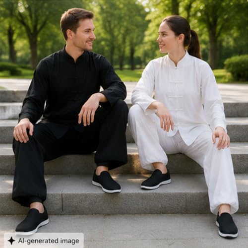 Image of Tai Chi Shoes for Men & Women, Lightweight Canvas Kung Fu Training Sneakers | Breathable Cloth Upper,Soft Flexible Fit and Nonslip Rubber Sole for Tai Chi, Kung Fu, Martial Arts, Walking and daily wear